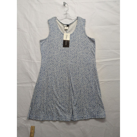Blue Floral Sleeveless Dress With Scoop Neckline By Dress.com Size Large 60% Cotton 40% Polyester Made In Honduras