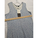 Blue Floral Sleeveless Dress With Scoop Neckline By Dress.com Size Large 60% Cotton 40% Polyester Made In Honduras