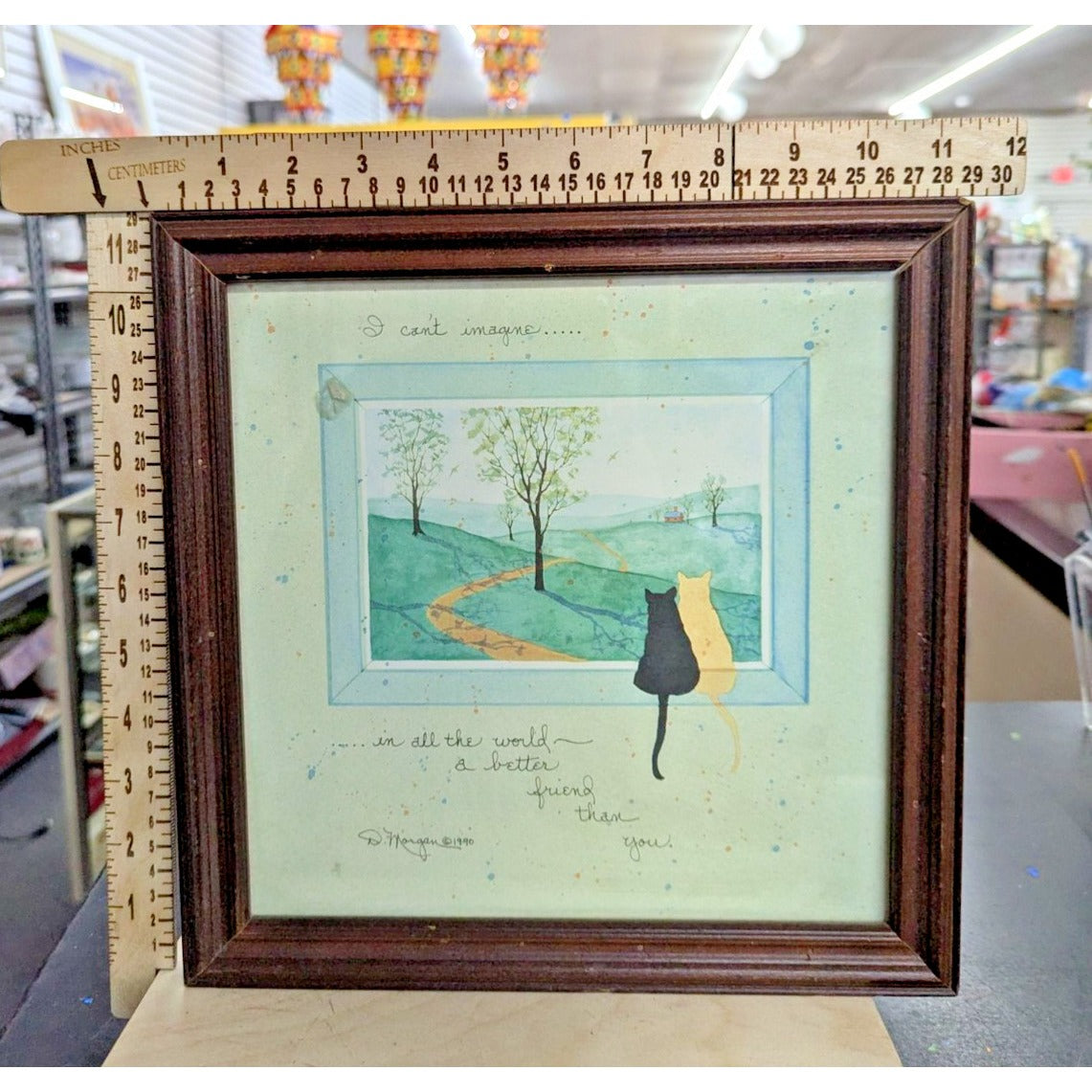 D. Morgan 1990 Framed Art Print Cat Friends 10x10