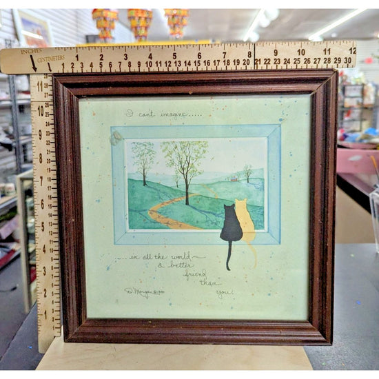 D. Morgan 1990 Framed Art Print Cat Friends 10x10