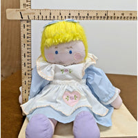 Vintage House Of Haten Blue & White Embroidered Flower Doll With Yellow Yarn Hai