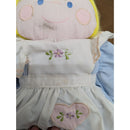 Vintage House Of Haten Blue & White Embroidered Flower Doll With Yellow Yarn Hai