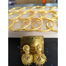 Gold-Tone Bangles Set Of 12 & Matching Jhumka Earrings Intricate Design Fashion