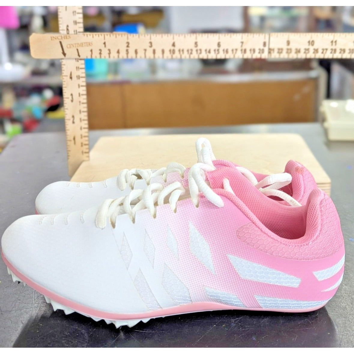 Thestron Womens White & Pink Track Spikes Size EU36 Lightweight Athletic Running