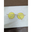 Vintage Round Yellow Lens Sunglasses Metal Frame Retro Style