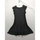 Lauren Ralph Lauren Black Dress With Crochet Cap Sleeves Size XL Flowy Panel Design Made In Jordan