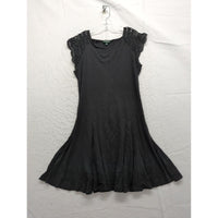 Lauren Ralph Lauren Black Dress With Crochet Cap Sleeves Size XL Flowy Panel Design Made In Jordan