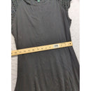 Lauren Ralph Lauren Black Dress With Crochet Cap Sleeves Size XL Flowy Panel Design Made In Jordan