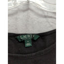 Lauren Ralph Lauren Black Dress With Crochet Cap Sleeves Size XL Flowy Panel Design Made In Jordan