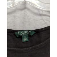 Lauren Ralph Lauren Black Dress With Crochet Cap Sleeves Size XL Flowy Panel Design Made In Jordan