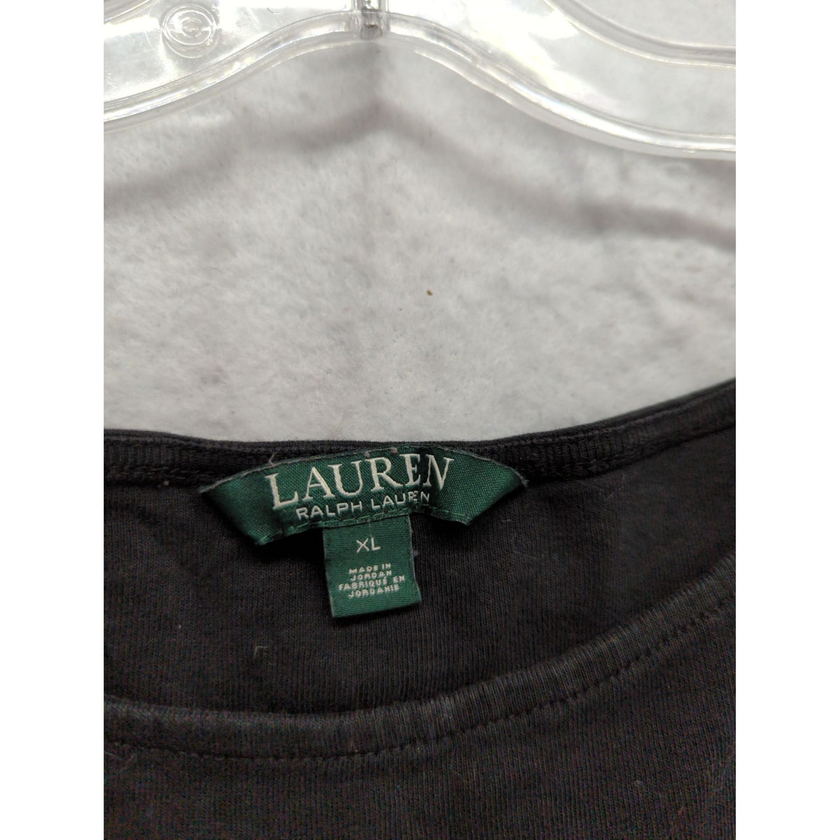 Lauren Ralph Lauren Black Dress With Crochet Cap Sleeves Size XL Flowy Panel Design Made In Jordan