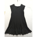 Lauren Ralph Lauren Black Dress With Crochet Cap Sleeves Size XL Flowy Panel Design Made In Jordan