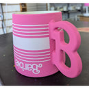 Barbie Pink Ceramic Mug With "B" Handle 2024 Mattel Stoneware 16 Oz
