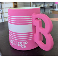 Barbie Pink Ceramic Mug With "B" Handle 2024 Mattel Stoneware 16 Oz