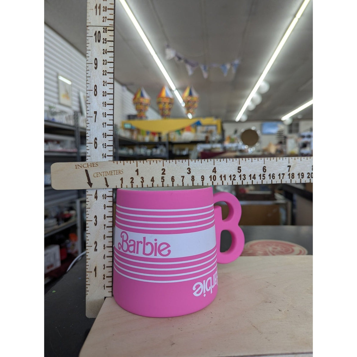 Barbie Pink Ceramic Mug With "B" Handle 2024 Mattel Stoneware 16 Oz