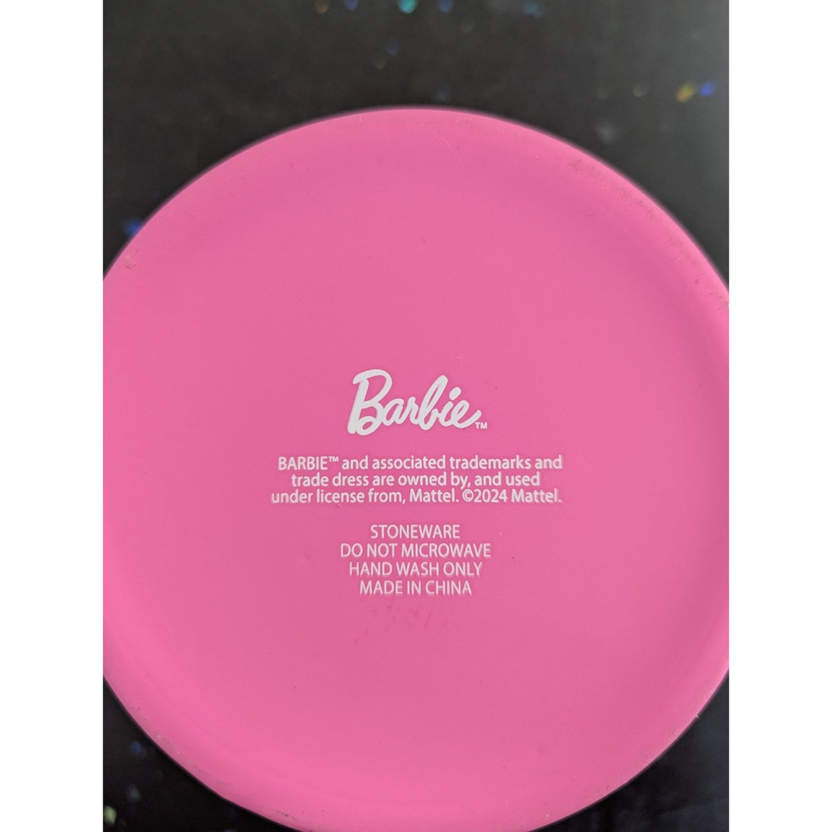 Barbie Pink Ceramic Mug With "B" Handle 2024 Mattel Stoneware 16 Oz