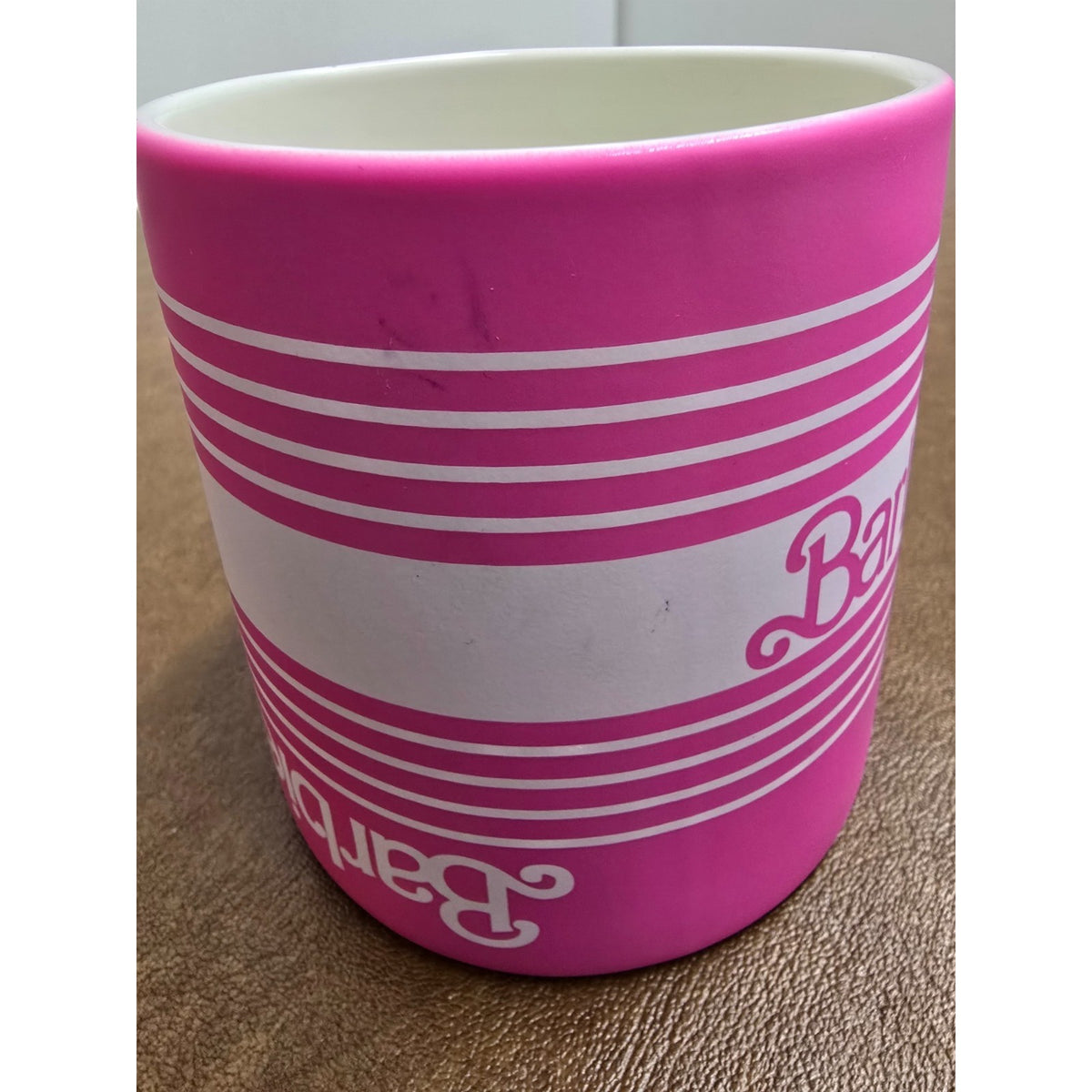 Barbie Pink Ceramic Mug With "B" Handle 2024 Mattel Stoneware 16 Oz