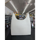 White Tote Bag With Gold Chain Handles AOTA Zip Closure Faux Leather