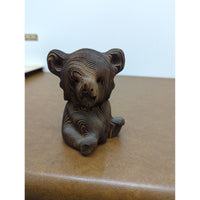 Wooden Bear Figurine With Unique Grain Texture - 5 Inches Tall Handcrafted Rustic Decor Piece
