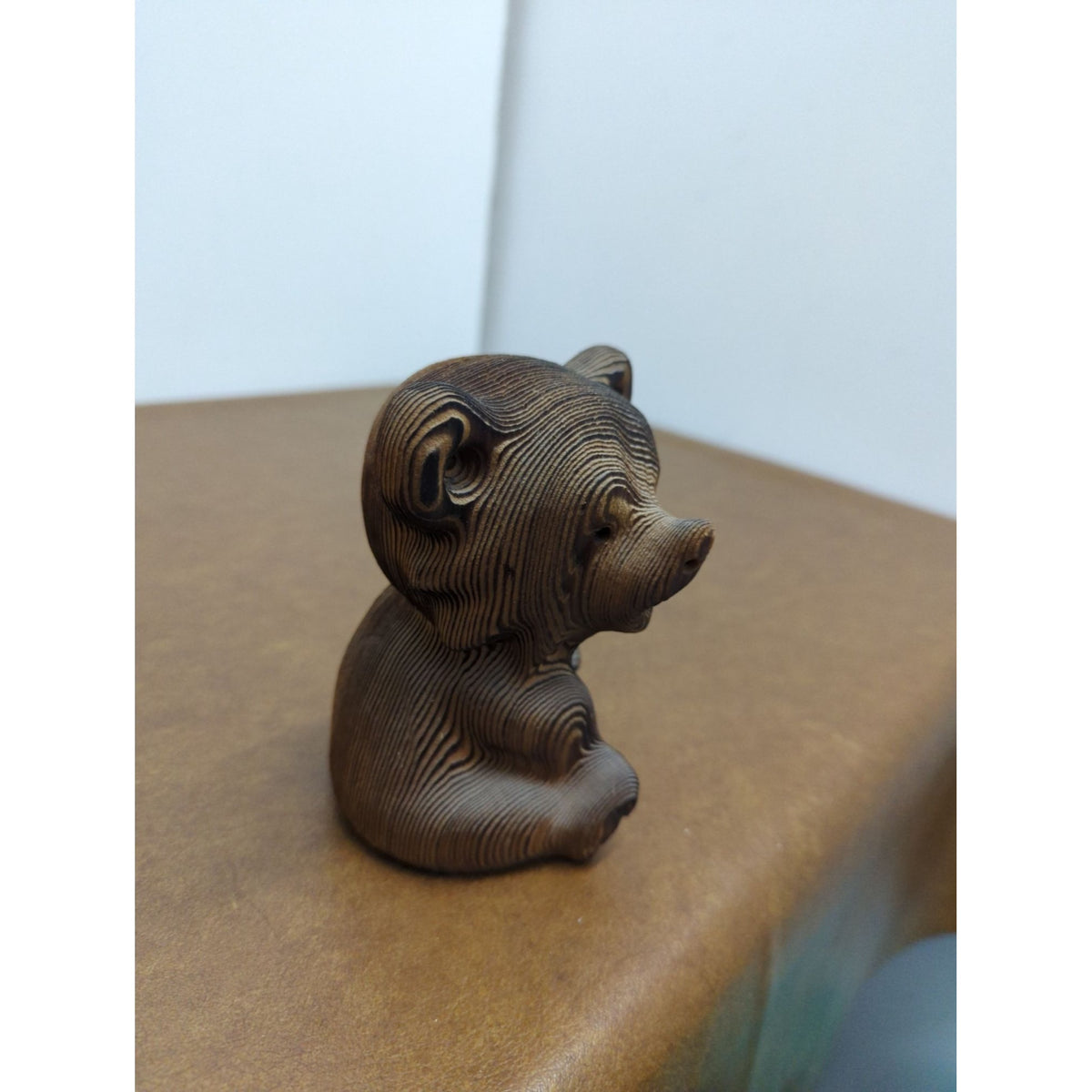 Wooden Bear Figurine With Unique Grain Texture - 5 Inches Tall Handcrafted Rustic Decor Piece
