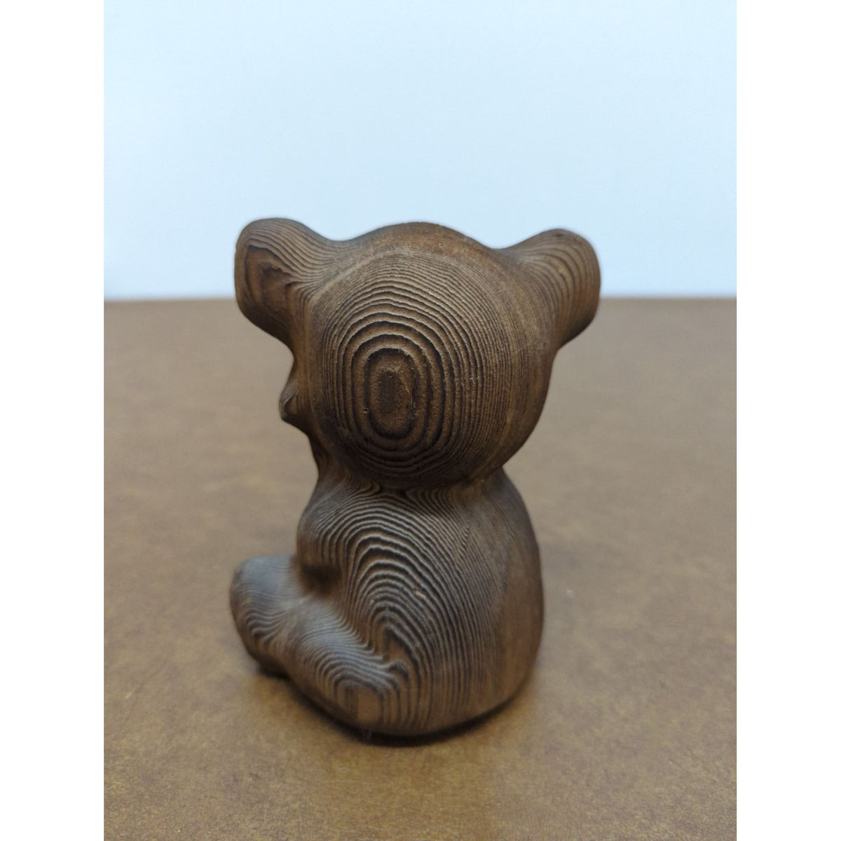 Wooden Bear Figurine With Unique Grain Texture - 5 Inches Tall Handcrafted Rustic Decor Piece