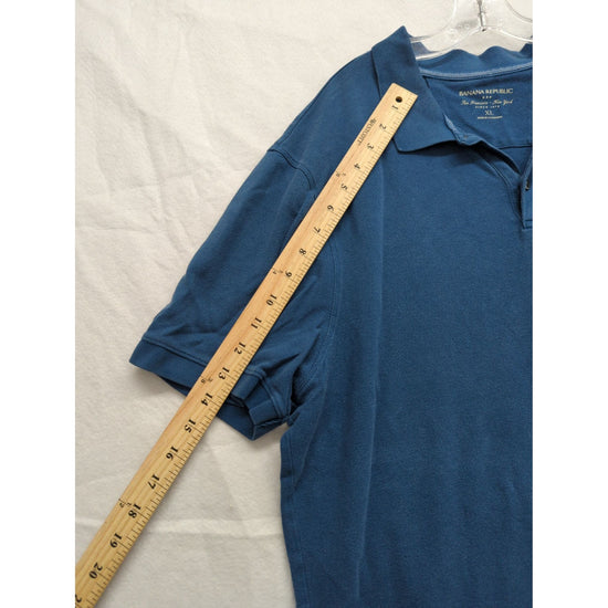 Banana Republic Mens Blue Polo Shirt XL Cotton Blend Short Sleeve Casual Wear
