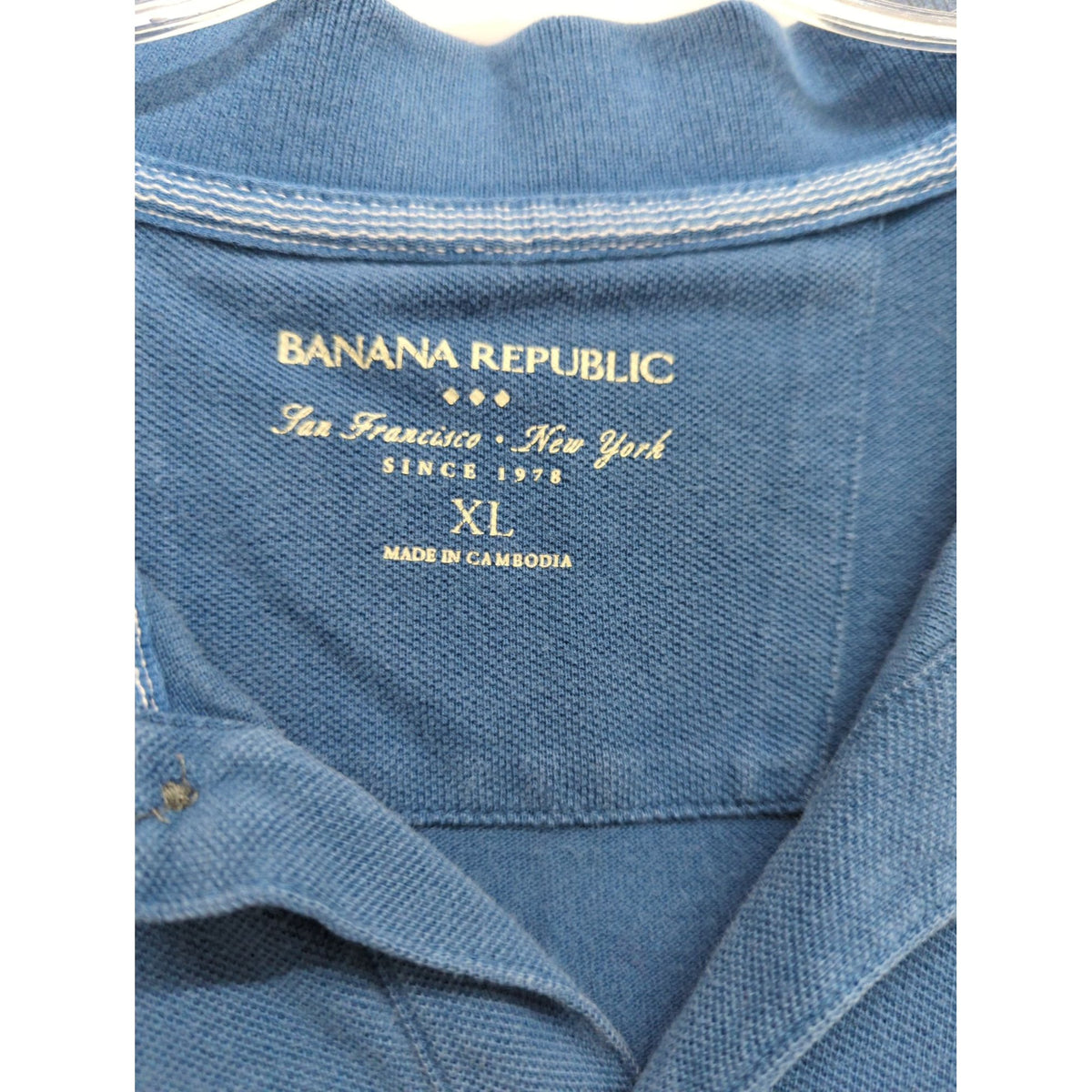 Banana Republic Mens Blue Polo Shirt XL Cotton Blend Short Sleeve Casual Wear