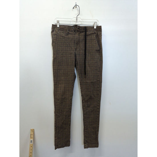 Urban Outfitters Brown Plaid Slim Fit Trousers M Elastic Waist