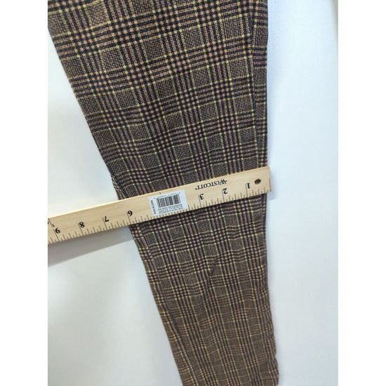 Urban Outfitters Brown Plaid Slim Fit Trousers M Elastic Waist