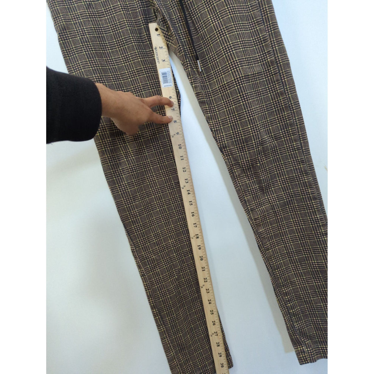 Urban Outfitters Brown Plaid Slim Fit Trousers M Elastic Waist