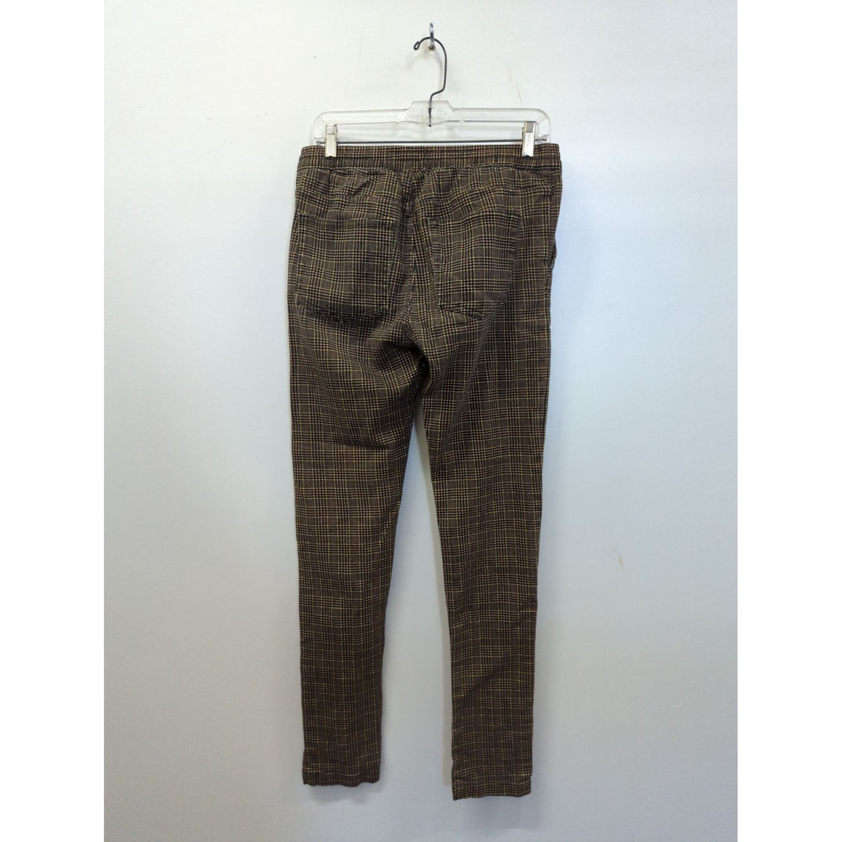 Urban Outfitters Brown Plaid Slim Fit Trousers M Elastic Waist