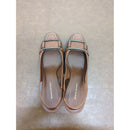 Banana Republic Womens Brown Leather Slingback Heels With Buckle Design Size 6