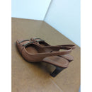Banana Republic Womens Brown Leather Slingback Heels With Buckle Design Size 6