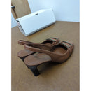 Banana Republic Womens Brown Leather Slingback Heels With Buckle Design Size 6