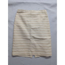 Ann Taylor Striped Pencil Skirt Cream White Professional Workwear Textured