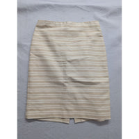 Ann Taylor Striped Pencil Skirt Cream White Professional Workwear Textured