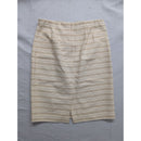 Ann Taylor Striped Pencil Skirt Cream White Professional Workwear Textured