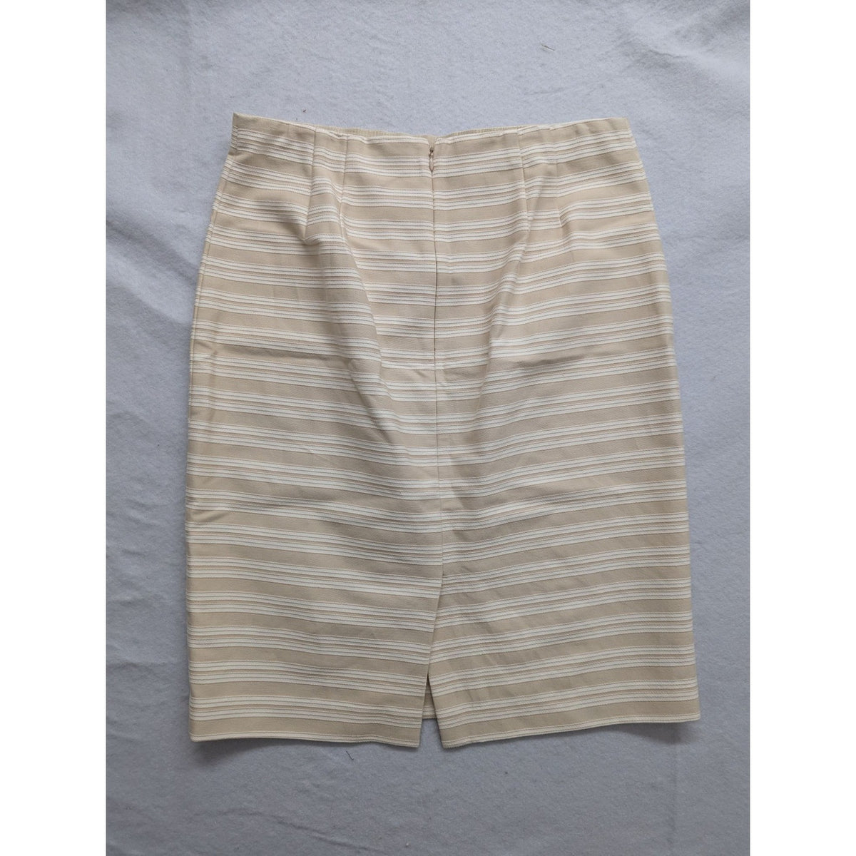 Ann Taylor Striped Pencil Skirt Cream White Professional Workwear Textured