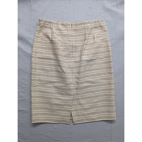 Ann Taylor Striped Pencil Skirt Cream White Professional Workwear Textured