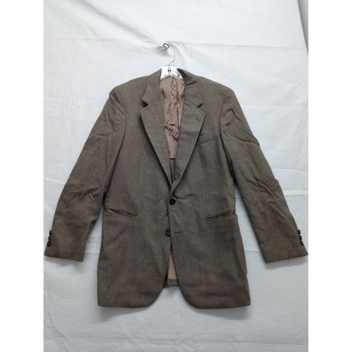 Egon Von Furstenberg Mens Brown Herringbone Wool Blazer Jacket 2-Button Classic Fit Size 42R