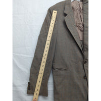 Egon Von Furstenberg Mens Brown Herringbone Wool Blazer Jacket 2-Button Classic Fit Size 42R