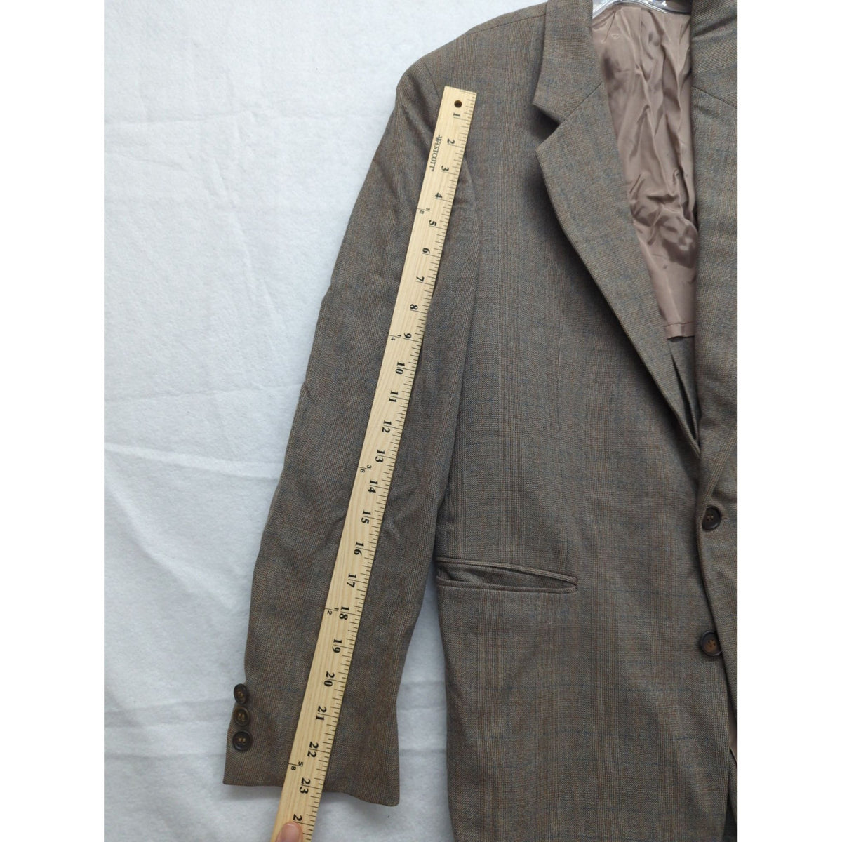 Egon Von Furstenberg Mens Brown Herringbone Wool Blazer Jacket 2-Button Classic Fit Size 42R