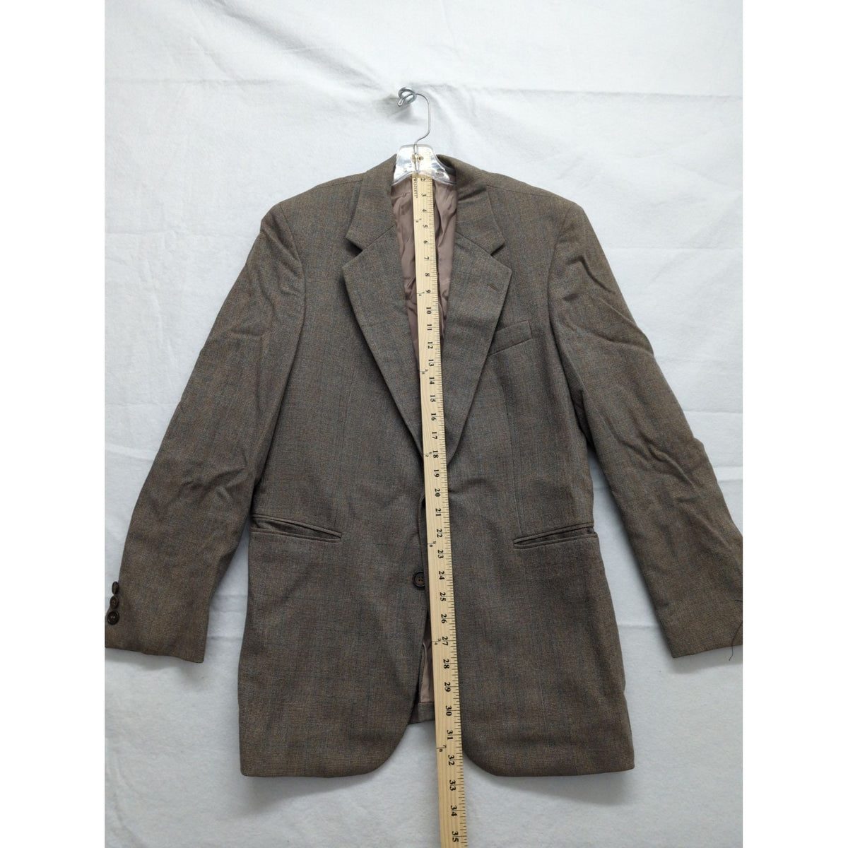 Egon Von Furstenberg Mens Brown Herringbone Wool Blazer Jacket 2-Button Classic Fit Size 42R