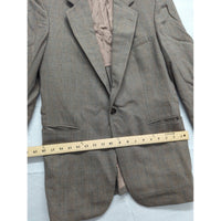 Egon Von Furstenberg Mens Brown Herringbone Wool Blazer Jacket 2-Button Classic Fit Size 42R