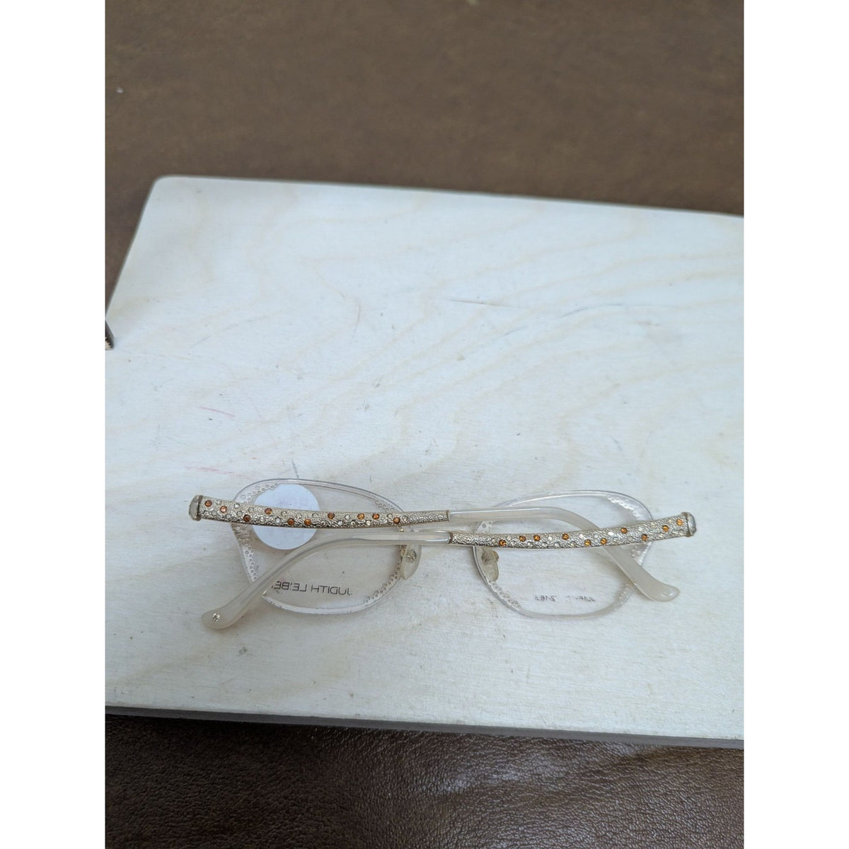 Judith Leber Designer Eyeglasses Rimless Crystal Embellished Frames