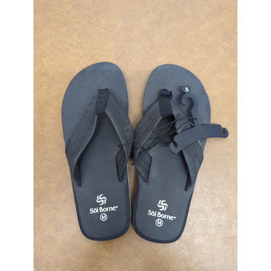 Sol Borne Mens Black Flip Flops Size M All-Man Made Materials