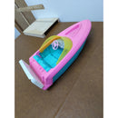 Barbie Pink & Blue Plastic Toy Speedboat With Yellow Windshield - 10” Long - Vintage Playset Accessory