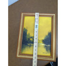 Framed Landscape Painting On Tara Canvas Panel By H. Shinnick Yellow & Green 9x12 Inches