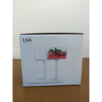 LSA International Otis Champagne/Cocktail Glasses Set Of 4 280ml Handmade In Poland
