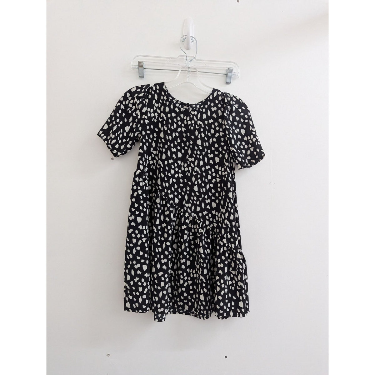 Wonder Nation Girls Black & White Polka Dot Dress M (7-8)